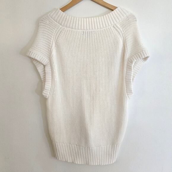 Banana Republic White Cotton Short Sleeve Pullover Knit Sweater Vest Size S - Picture 3 of 6